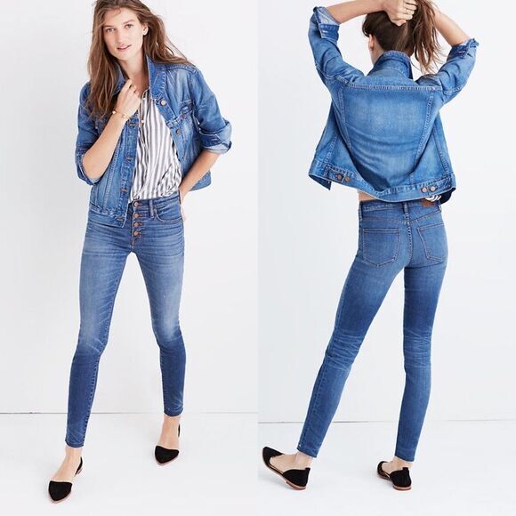 Madewell Jeans‎ 24 9” High Rise Skinny Button Through - Picture 1 of 8